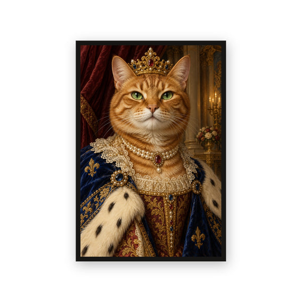 Orange tabby cat portrait in The Queen style