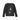 Black knitted sweater with a grey and white cat sitting on the chest