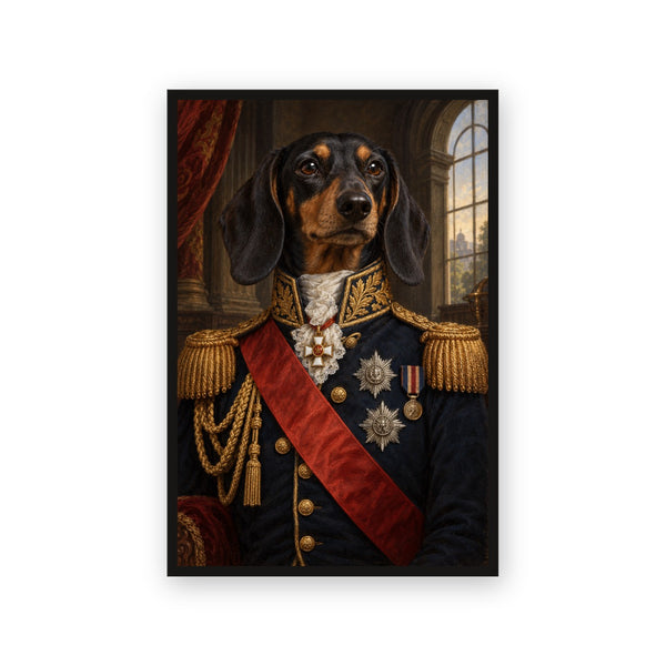 Dachshund portrait in The General style