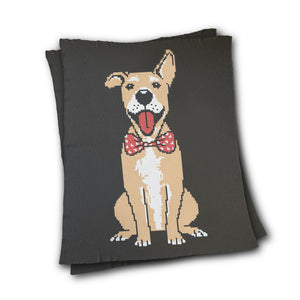 Dog With Bow Tie - Custom Knitted Blanket