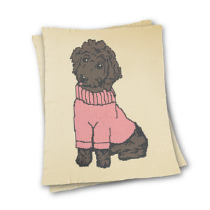 Dog wearing Sweater - Custom Knitted Blanket
