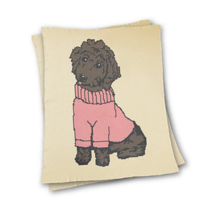 Dog wearing Sweater - Custom Knitted Blanket