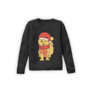 Cat With Santa Hat And Scarf - Custom Knitted Sweater