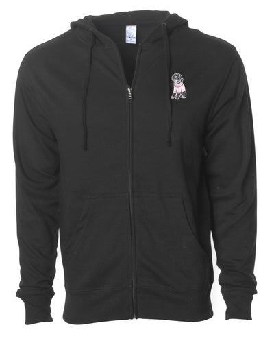 Dog Wearing Sweater - Custom Embroidered Zip Up Hoodie