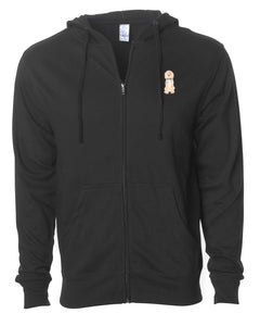 Dog Wearing Bowtie - Custom Embroidered Zip Up Hoodie