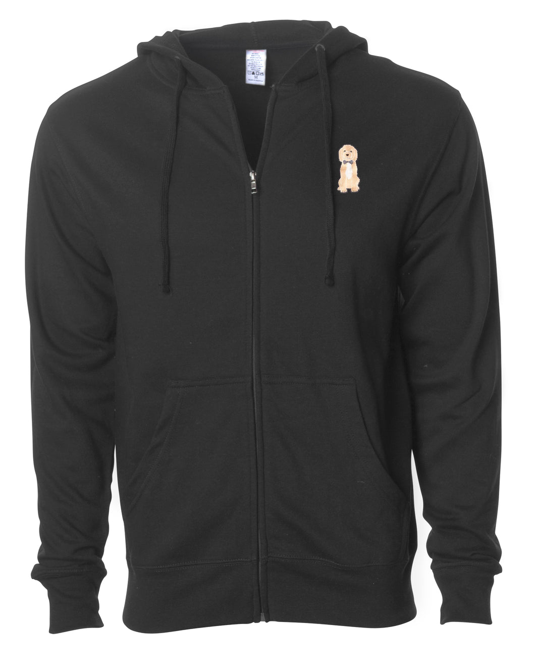 Dog Wearing Bowtie - Custom Embroidered Zip Up Hoodie
