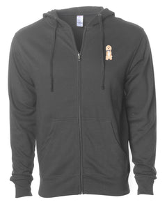 Dog Wearing Bowtie - Custom Embroidered Zip Up Hoodie