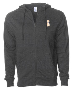 Dog Wearing Bowtie - Custom Embroidered Zip Up Hoodie