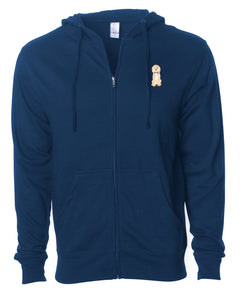 Dog Wearing Bowtie - Custom Embroidered Zip Up Hoodie