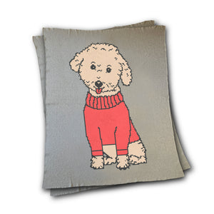 Dog wearing Sweater - Custom Knitted Blanket