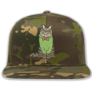 Cat wearing Bowtie and Sweater - Custom Embroidered Camo Hat