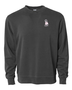 Dog Wearing Sweater- Custom Embroidered Acid Wash Pullover