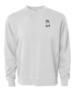 Dog Wearing Sweater- Custom Embroidered Acid Wash Pullover