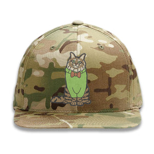 Cat wearing Bowtie and Sweater - Custom Embroidered Camo Hat