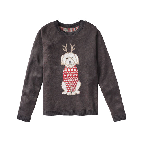 Dog With Sweater and Reindeer Ears - Custom Knitted Sweater