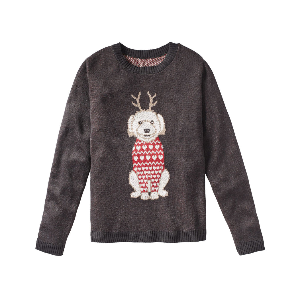 Dog With Sweater and Reindeer Ears - Custom Knitted Sweater